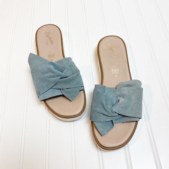 Seychelles Coast Midblue Suede Platform Slide sz 6